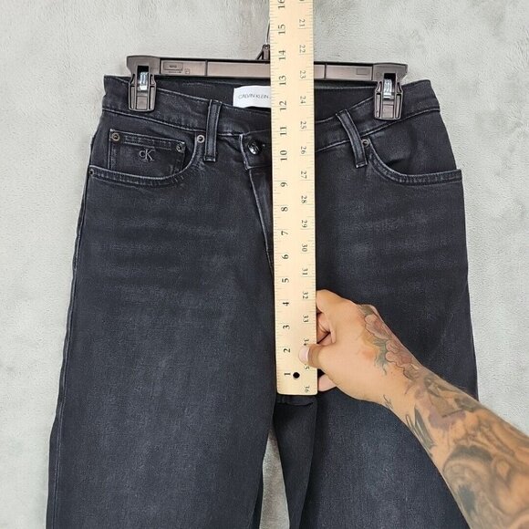 Calvin Klein Mom Jeans Womens Size 30 Black Crossover Button Embroidered Logo - Picture 5 of 10